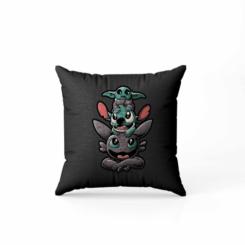 Toothless Stitch Baby Yoda The Cuteness Tower Pillow Case Cover