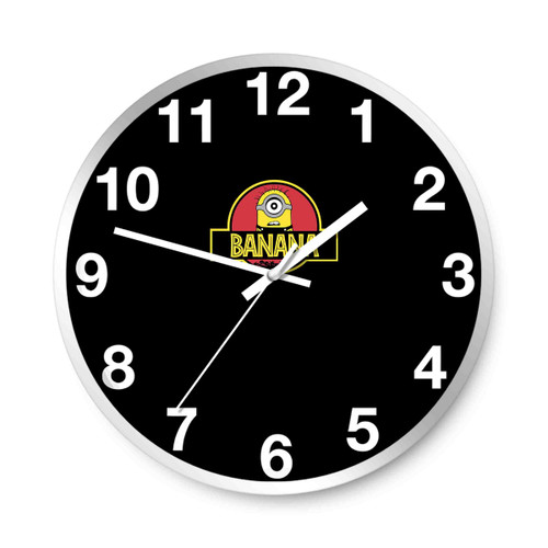 Banana Minions Jurassic Park Logo Parody Wall Clocks