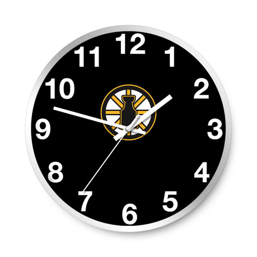 Copy Of Black Bruins Stanley Cup Logo Wall Clocks