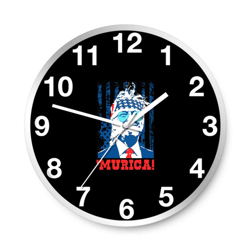 Donald Trump Murica 4Th Of July Patriotic American Party Wall Clocks