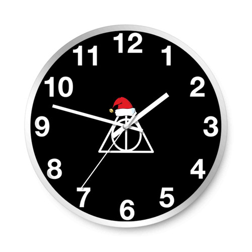 Harry Potter Deathly Hallows Logo Santa Hat Lost Wall Clocks