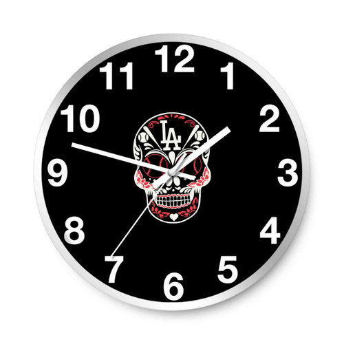 Los Angeles Dodgers Dia De Los Muertos Skull Wall Clocks