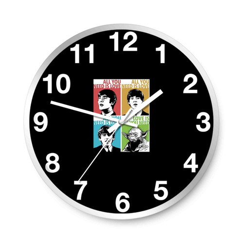 Love Is All You Need Beatles Yoda Combo Funny Wall Clocks