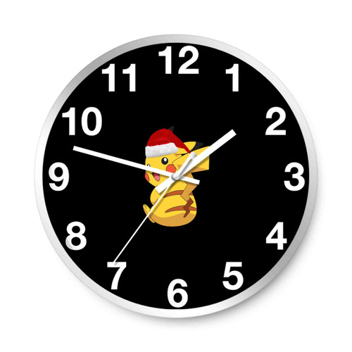 Pikachu Wear Santa Hat Wall Clocks