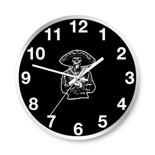 Skeleton Mariachi Gunslinger Sugar Skulls Calavera Day Of The Dead Wall Clocks