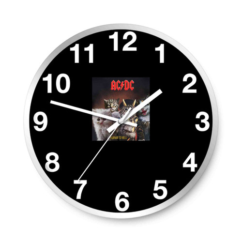 Acdc Cat Rock Band Highway To Hell Metal Mashup Wall Clocks
