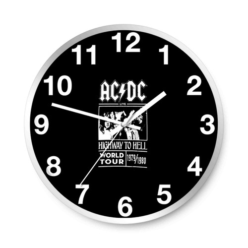 Acdc Mens Black Highway To Hell World Tour 1979 1980 Wall Clocks
