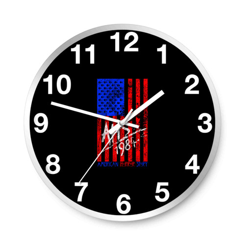 American Horror Story Usa Flag Art Ahs 1984 Wall Clocks