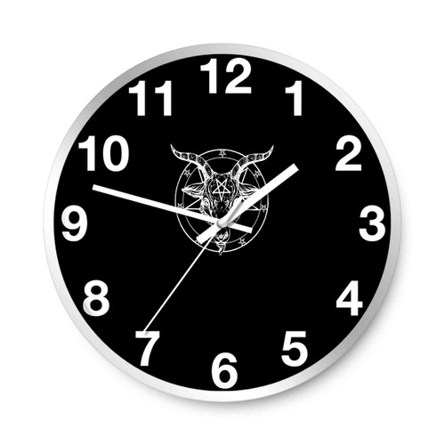 Baphomet Pentagram Satantic Occult Church Of Satan Goat Goth Wall Clocks
