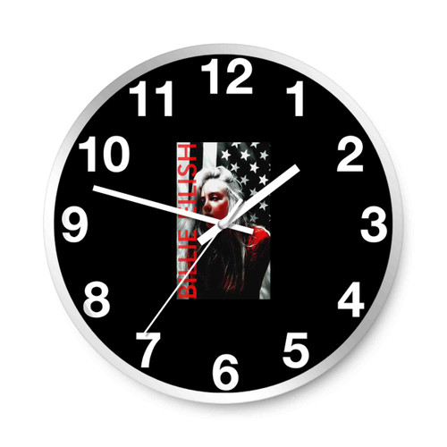 Billie Eilish Usa Flag Wall Clocks