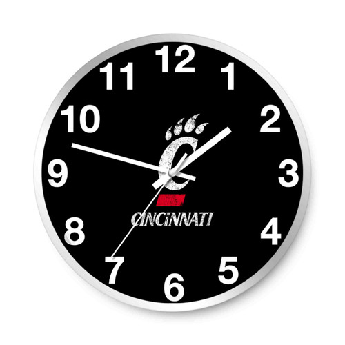 Cincinnati Bearcats Logo Grunge Wall Clocks