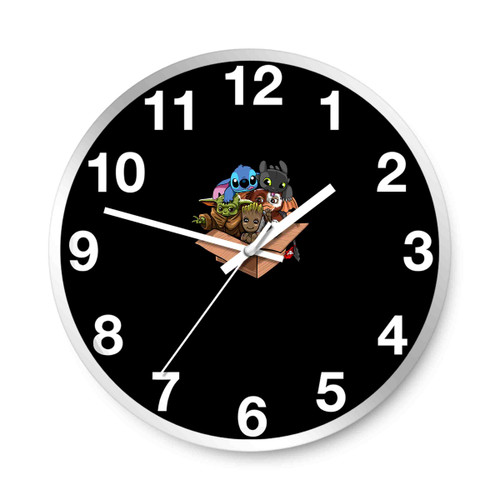 Cute Kawaii Yoda Groot Stitch Toothless Mogwai Wall Clocks