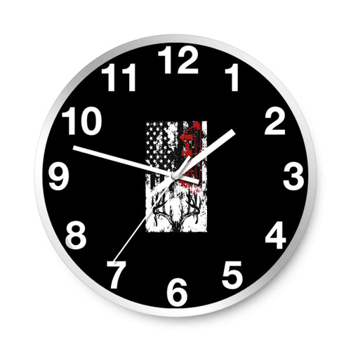 Deer Hunting Flag Wall Clocks Deer Hunting Flag Wall Clocks