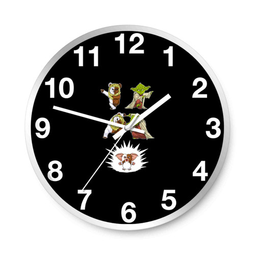 Ewok Fusion Yoda Funny Is Gremlins Gizmo Mogwai Parody Wall Clocks