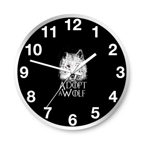 Game Of Thrones Funny Adopt A Wolf Parody Wall Clocks