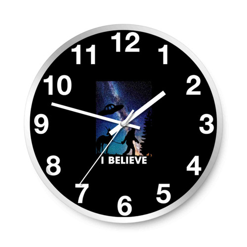 I Believe Ufo Unicorn Bigfoot Galaxy Wall Clocks