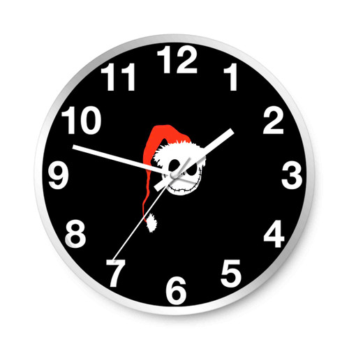 Jack Skellington Wearing Santa Hat Wall Clocks