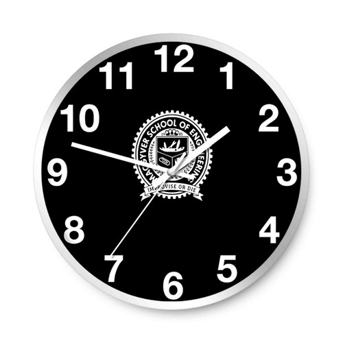 Macgyver School Of Engineering Improvise Or Die Funny 80S Tv Show Wall Clocks