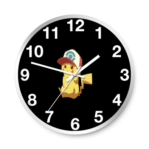 Pikachu Pokemon Ash Hat Hnd Wall Clocks