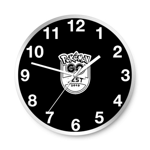 Pokemon Go Fest Chicago Emblem Bw Logo Wall Clocks