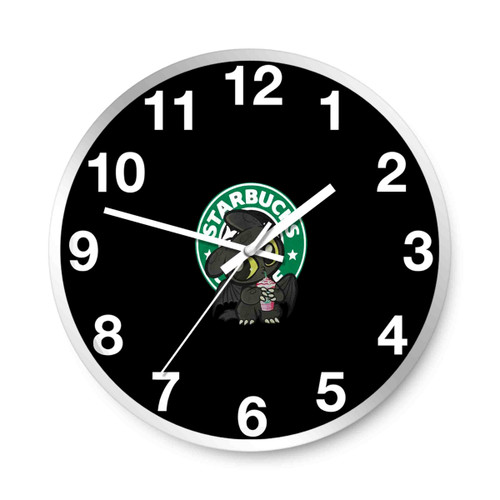 Toothless Drinking Starbucks Coffee Wall Clocks