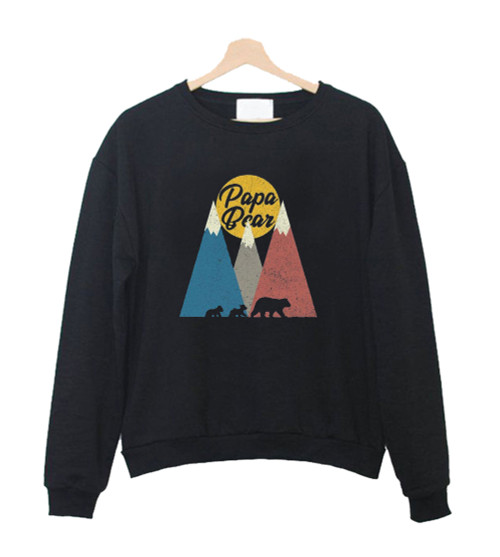 Papa Bear Two Cubs Walking In Mountains Sweatshirt Sweater