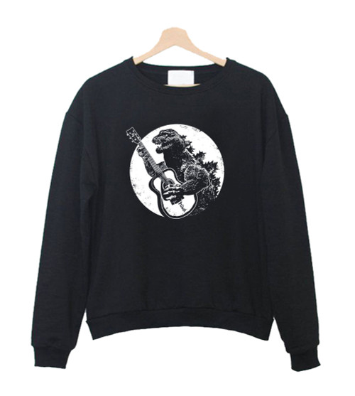 Godzilla Playing Guitar Cool Sweatshirt Sweater