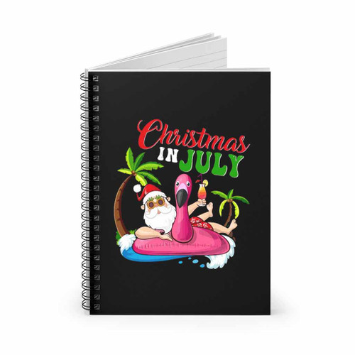 Christmas In July Santa Flamingo Floater Spiral Notebook