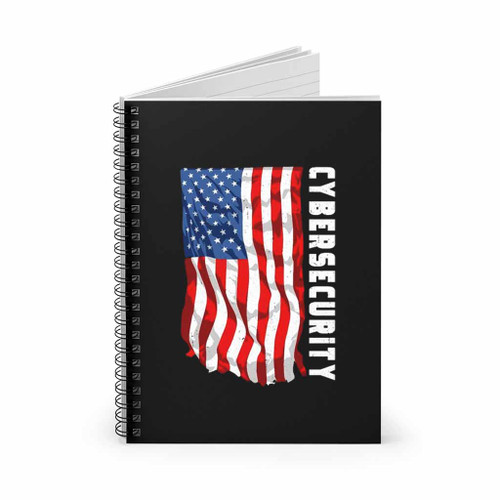 Cybersecurity American Flag Spiral Notebook