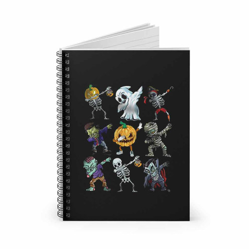Dabbing Halloween Guys Skeleton Zombie Mummy Ghost Pumpkin Spiral Notebook