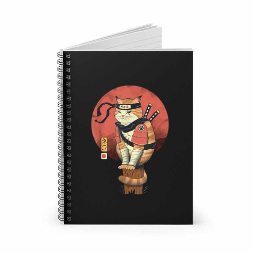 Japanese Style Samurai Cat Spiral Notebook