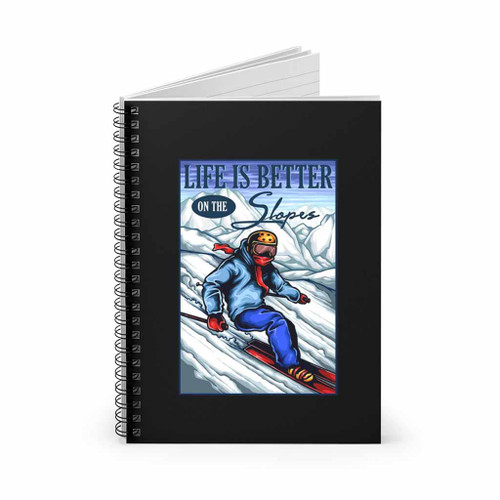 Skier Man Slogans Slopes Spiral Notebook