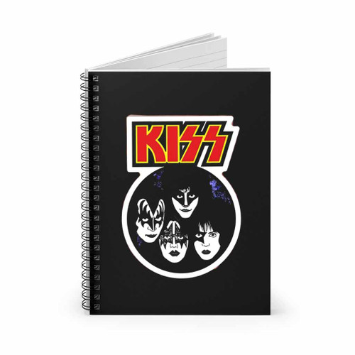 Vintage Circle Graphic Kiss Band Rock Heavy Metal Gene Simmons Spiral Notebook