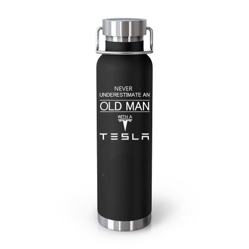 Do Not Underestimate The Old Man With A Tesla' Travel Mug