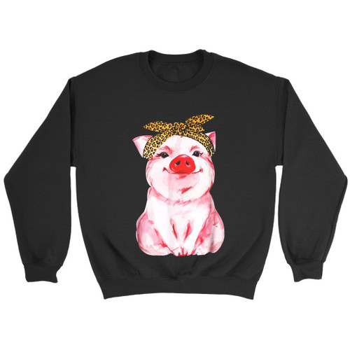 Cute Pig With Leopard Bandana Sweatshirt