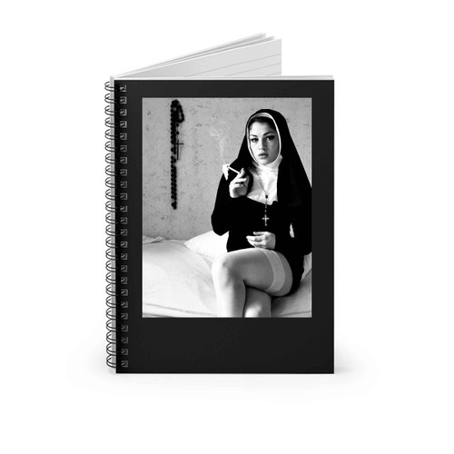 Hot Sexy Nun Girl Swag Dope Hipster Satan Church Religion Satanic Goth Gothic Spiral Notebook