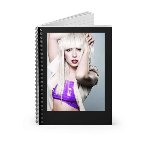 Lady Gaga In Red Lips And Purple Dress Spiral Notebook