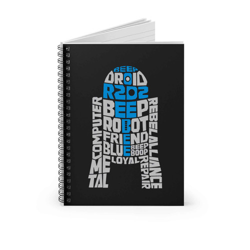 Star Wars R2D2 Typography Spiral Notebook