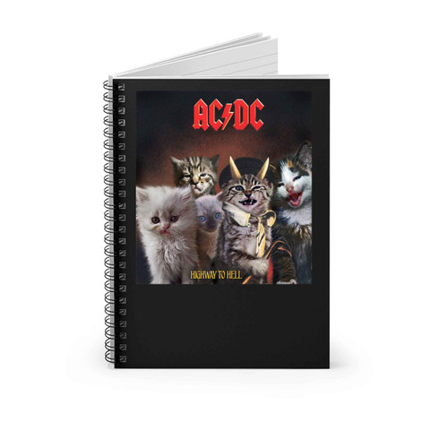 Acdc Cat Rock Band Highway To Hell Metal Mashup Spiral Notebook