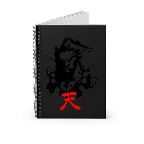 Akuma Retro Japanese Kanji Street Fighter Ryu Ken Gamers Spiral Notebook