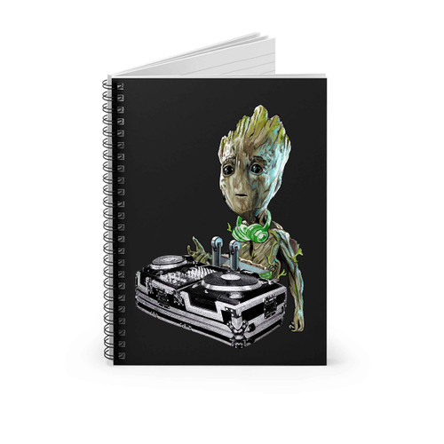 Baby Groot The Dj Push Button Spiral Notebook