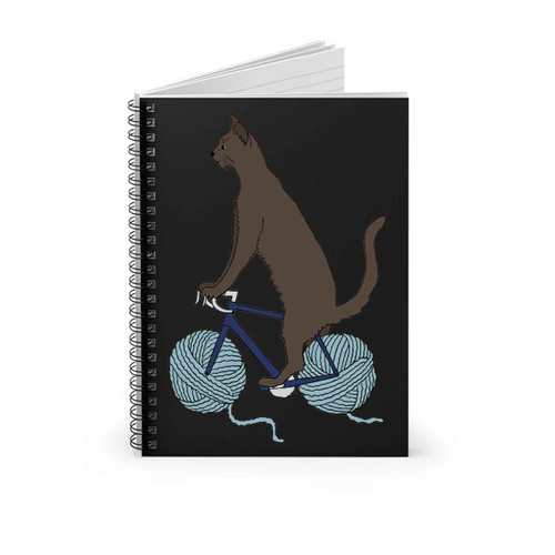 Cat Riding Bike With Ball Of Yarn Wheels Spiral Notebook