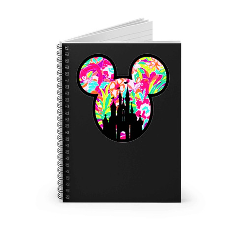 Floral Mickey Head Castle Disney Lily Spiral Notebook