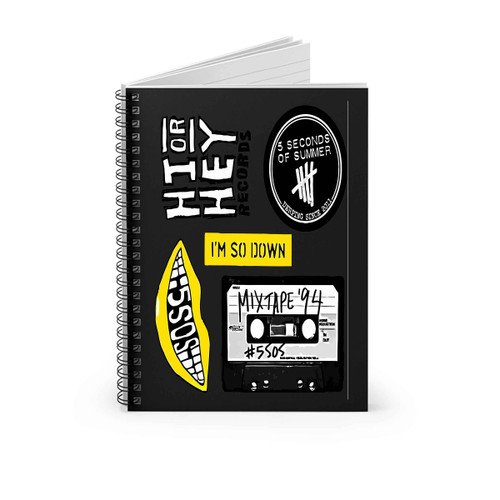 Im So Down 5 Seconds Of Summer 5Sos Records Logo Mix Tape 1994 I Spiral Notebook