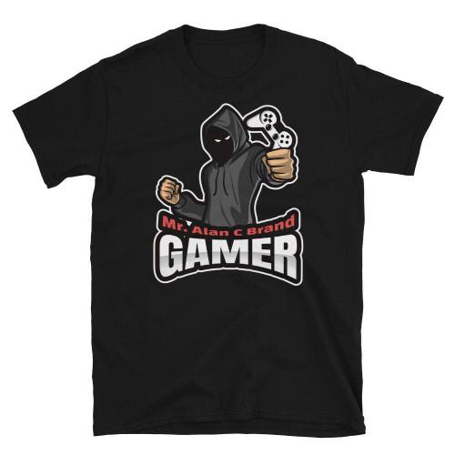 Mysterious Figure Holding Game Controller Video Game Man's T-Shirt Tee