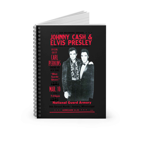 Jonny Cash And Elvis Presley Concert Poster Retro Cool Vintage Spiral Notebook