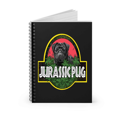 Jurassic Pug Jurassic Park Parody Spiral Notebook
