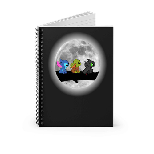 Moon Cute Babies Stitch Yoda Toothless Spiral Notebook