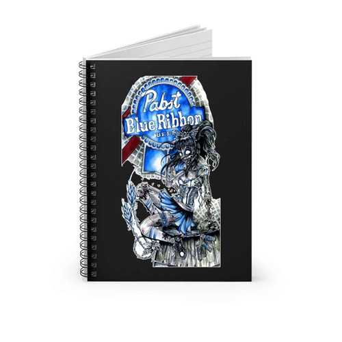 Pabst Blue Ribbon Zombie Beer Girl Spiral Notebook