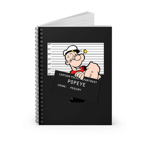 Popeye The Sailor Cartoon Character Mugshot Funny Spiral Notebook